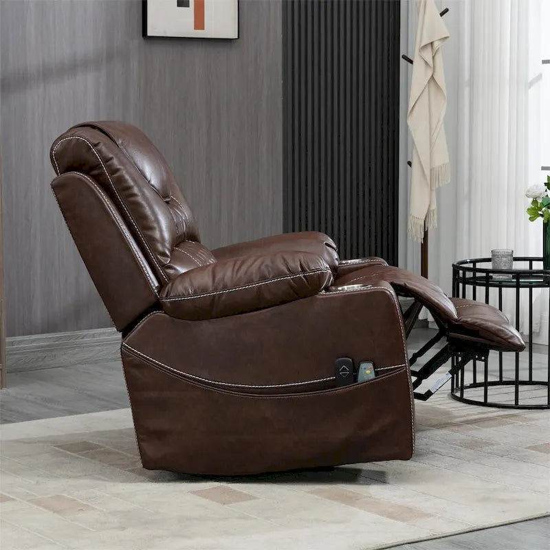Fauteuil inclinable électrique releveur en cuir PU avec massage et chauffage pour personnes âgées
