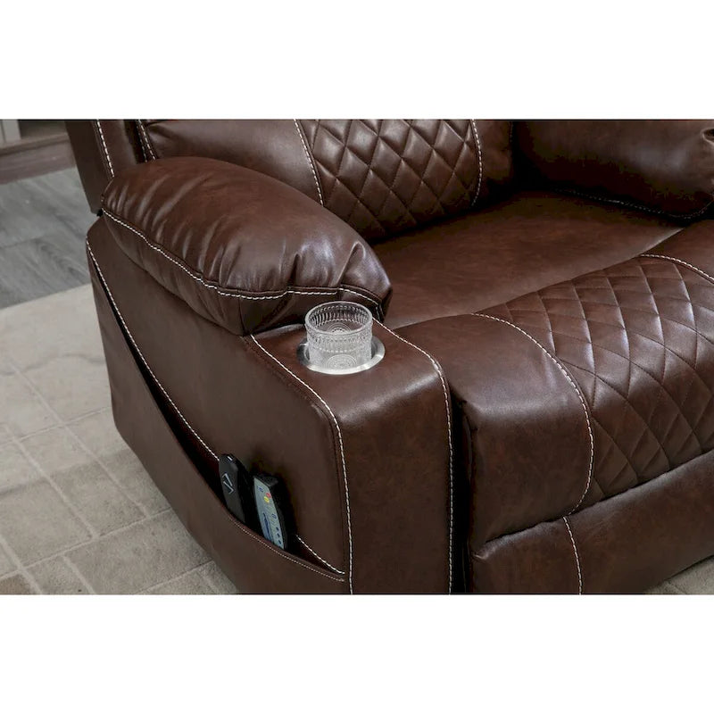 Fauteuil inclinable électrique releveur en cuir PU avec massage et chauffage pour personnes âgées