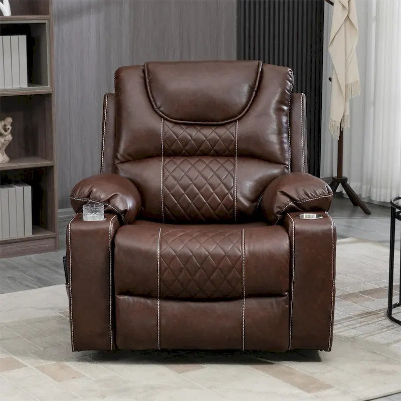 Fauteuil inclinable électrique releveur en cuir PU avec massage et chauffage pour personnes âgées