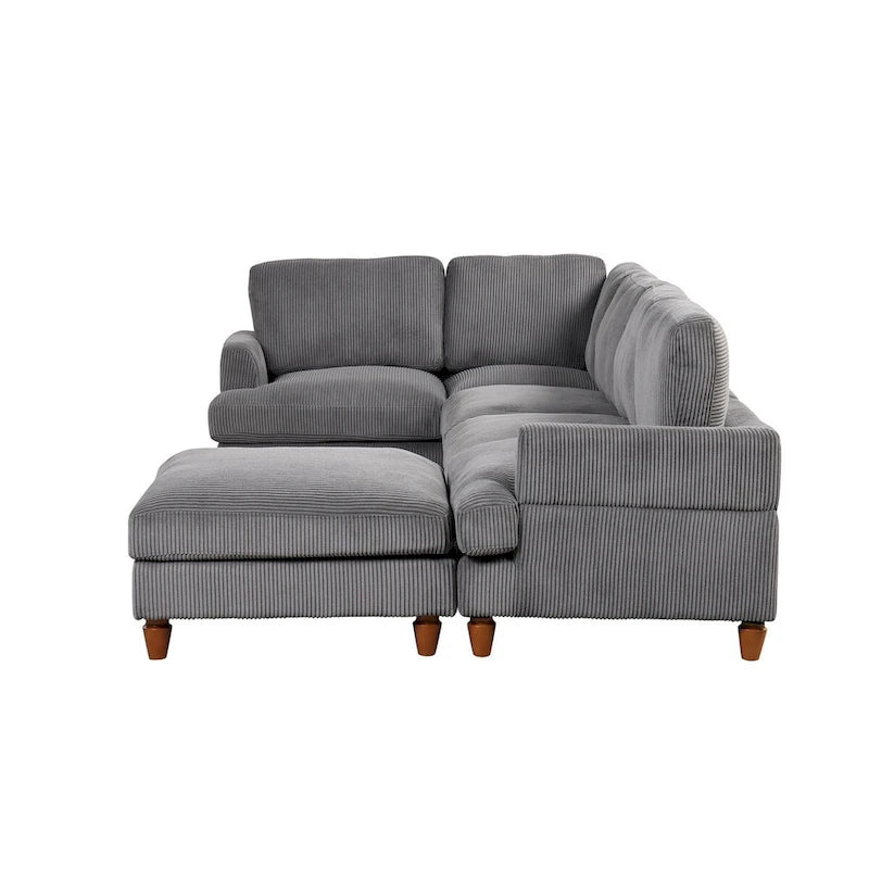 Canapé d'angle modulable avec pouf en forme de L