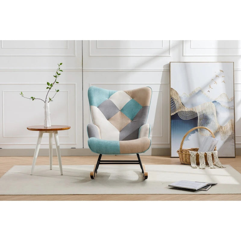 Modern Patchwork Accent Chair for Living Room Bedroom Studio