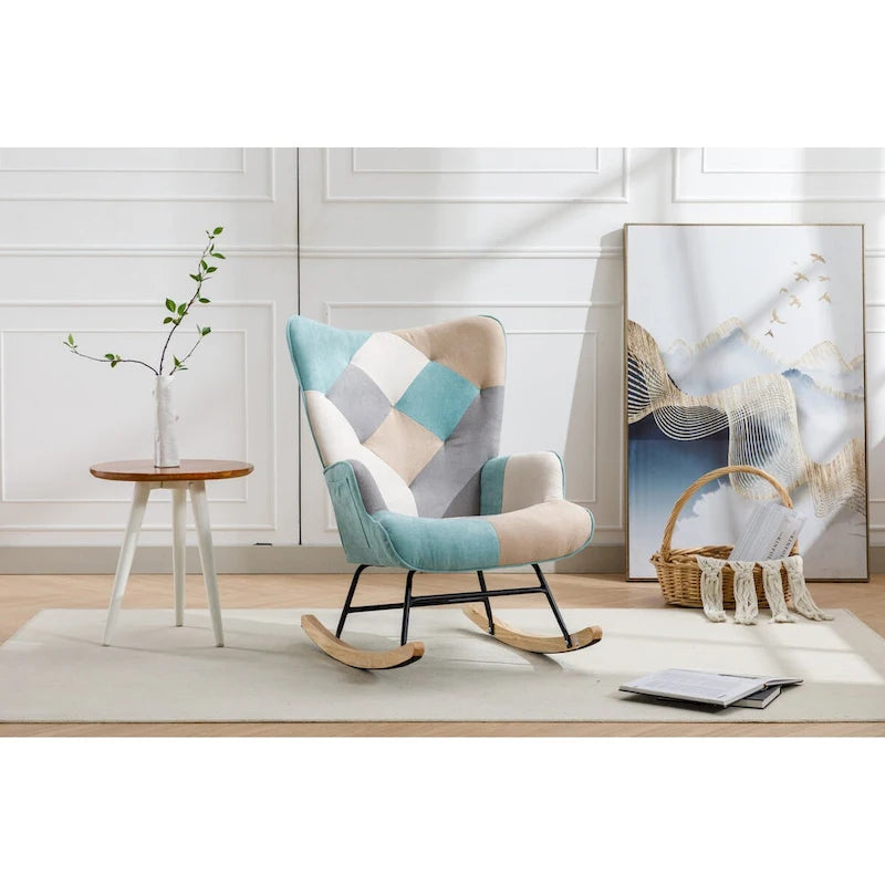 Fauteuil d'appoint patchwork moderne pour salon, chambre ou studio
