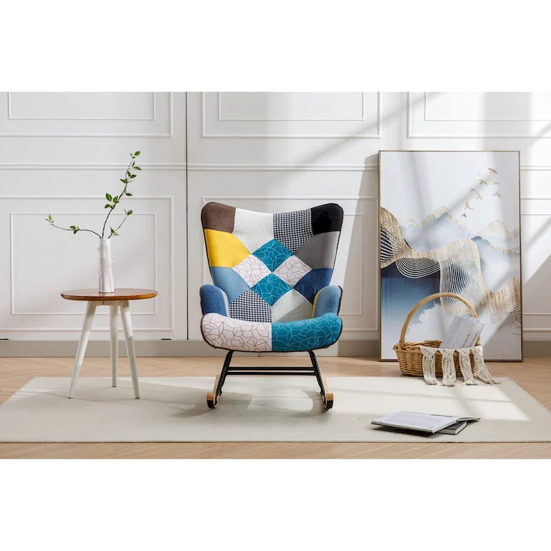 Fauteuil d'appoint patchwork moderne pour salon, chambre ou studio