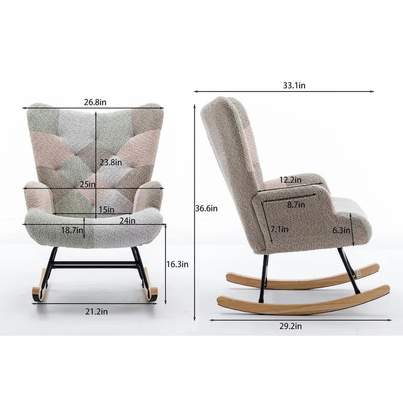 Fauteuil d'appoint patchwork moderne pour salon, chambre ou studio