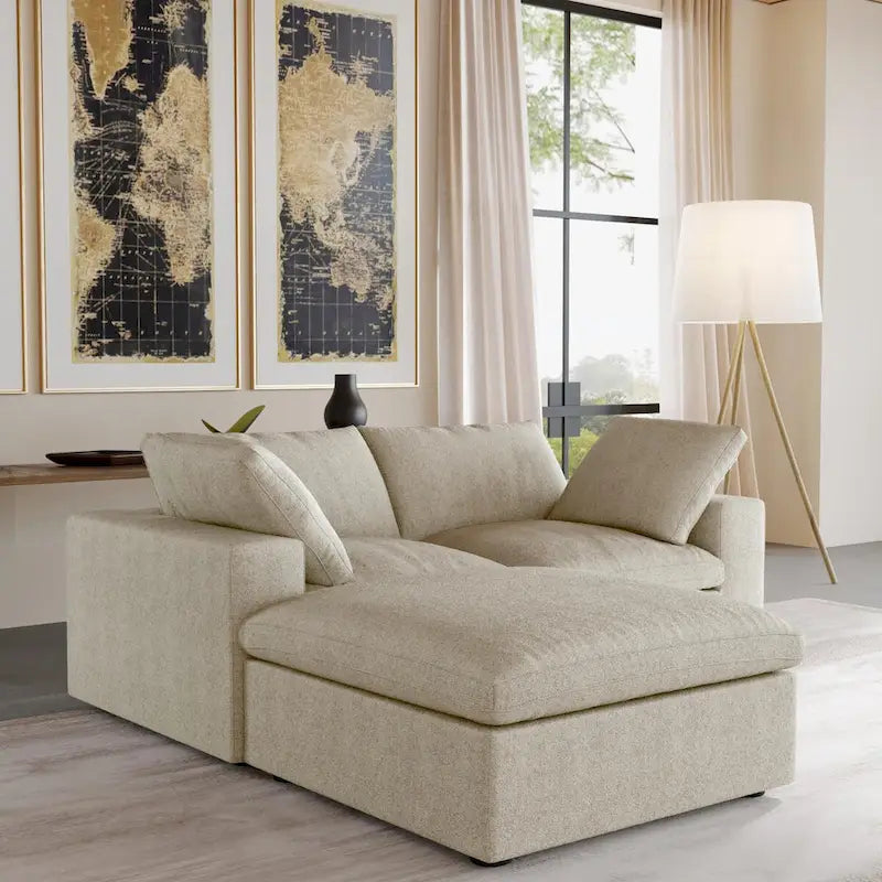 Canapé d'angle modulable convertible en forme de L avec assise de rangement