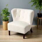 Fauteuil d'appoint, fauteuil sans accoudoirs rembourré en peau d'agneau sherpa, fauteuil de lecture moderne pour salon, avec pieds en bois