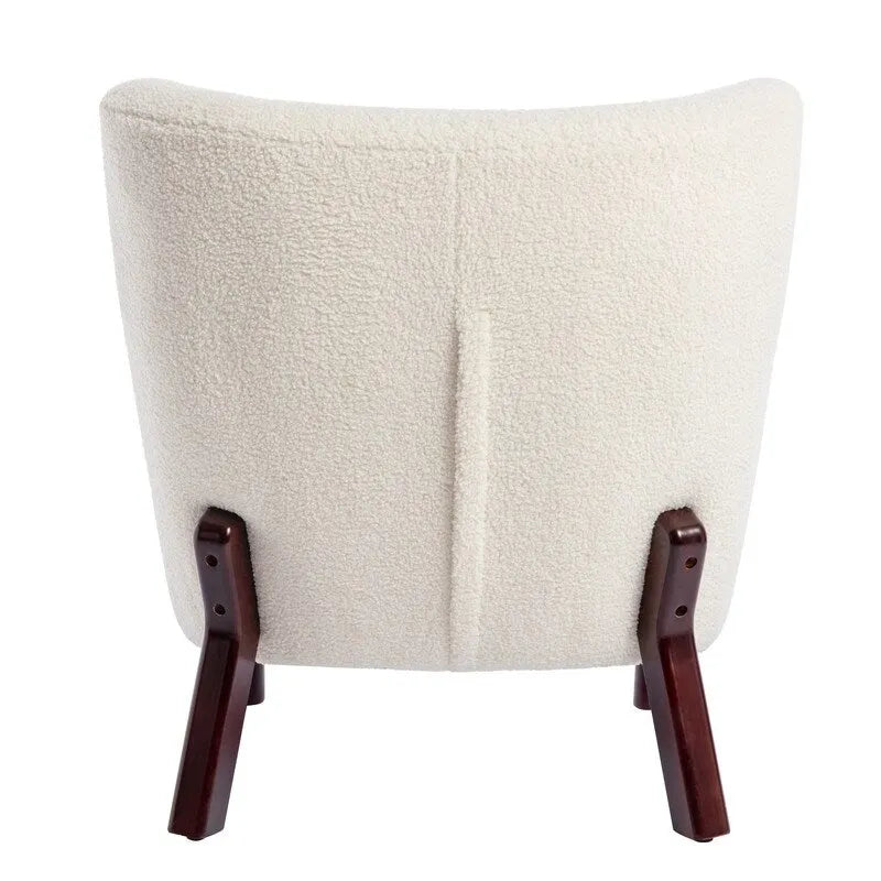 Fauteuil d'appoint, fauteuil sans accoudoirs rembourré en peau d'agneau sherpa, fauteuil de lecture moderne pour salon, avec pieds en bois