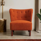 Fauteuil d'appoint, fauteuil sans accoudoirs rembourré en peau d'agneau sherpa, fauteuil de lecture moderne pour salon, avec pieds en bois