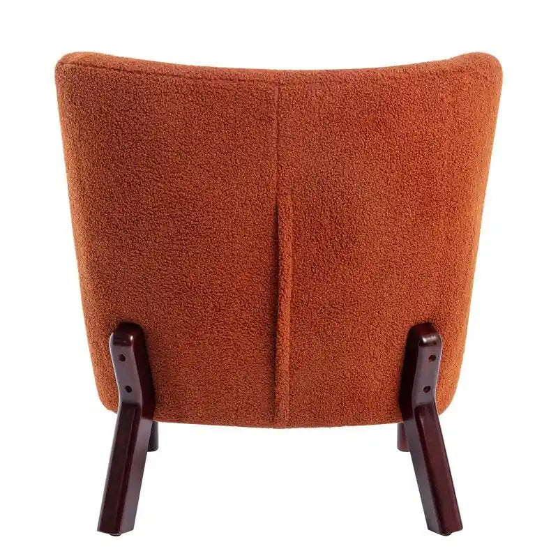 Fauteuil d'appoint, fauteuil sans accoudoirs rembourré en peau d'agneau sherpa, fauteuil de lecture moderne pour salon, avec pieds en bois