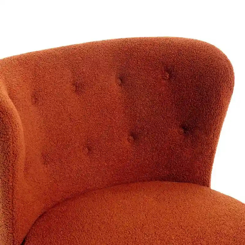 Fauteuil d'appoint, fauteuil sans accoudoirs rembourré en peau d'agneau sherpa, fauteuil de lecture moderne pour salon, avec pieds en bois