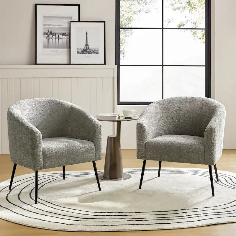 Fauteuil Hal Modern Boucle avec pieds en métal, lot de 2, par HULALA HOME