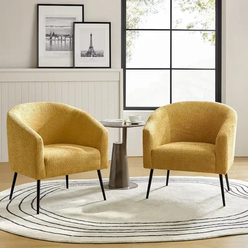 Fauteuil Hal Modern Boucle avec pieds en métal, lot de 2, par HULALA HOME