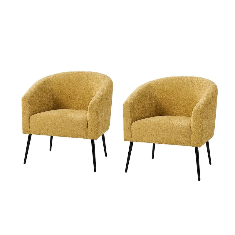 Fauteuil Hal Modern Boucle avec pieds en métal, lot de 2, par HULALA HOME