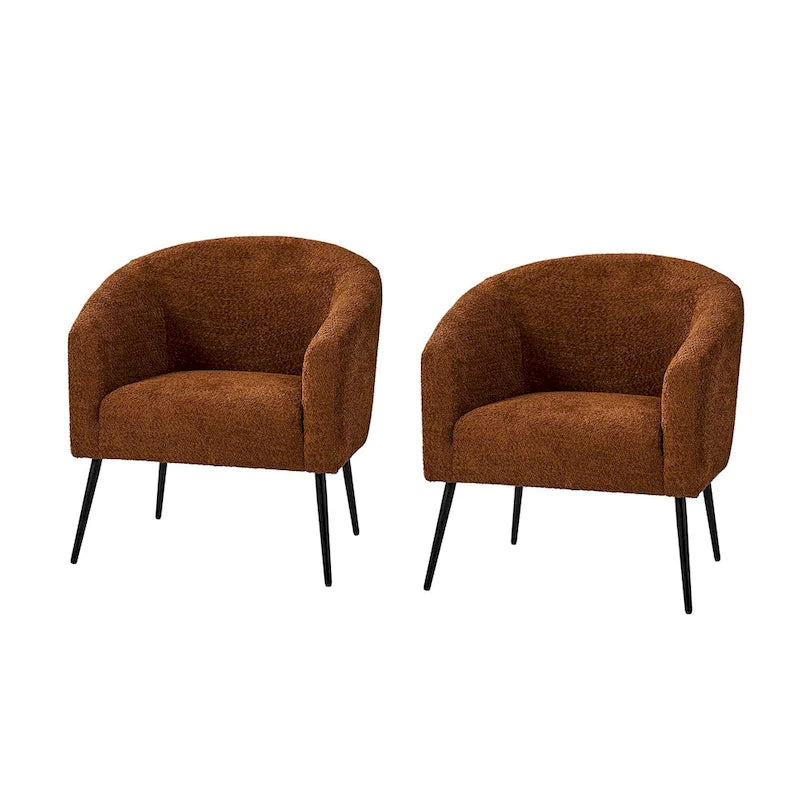 Fauteuil Hal Modern Boucle avec pieds en métal, lot de 2, par HULALA HOME