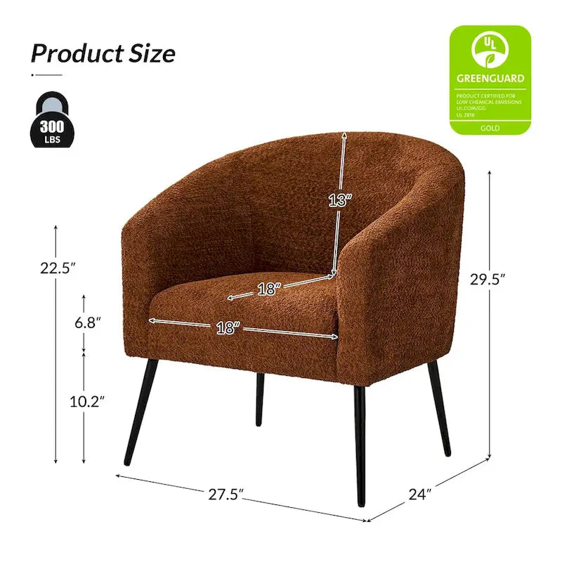 Fauteuil Hal Modern Boucle avec pieds en métal, lot de 2, par HULALA HOME