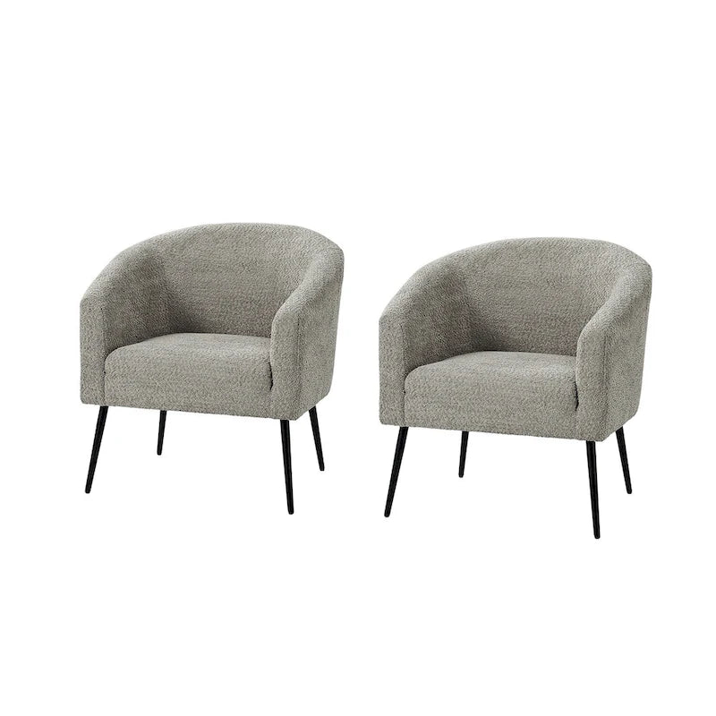 Fauteuil Hal Modern Boucle avec pieds en métal, lot de 2, par HULALA HOME