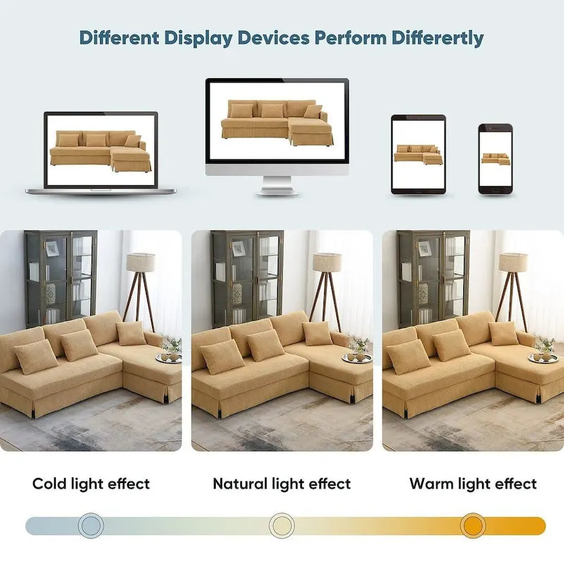 Canapé d'angle convertible en L, moderne et réversible, avec méridienne de rangement pour salon