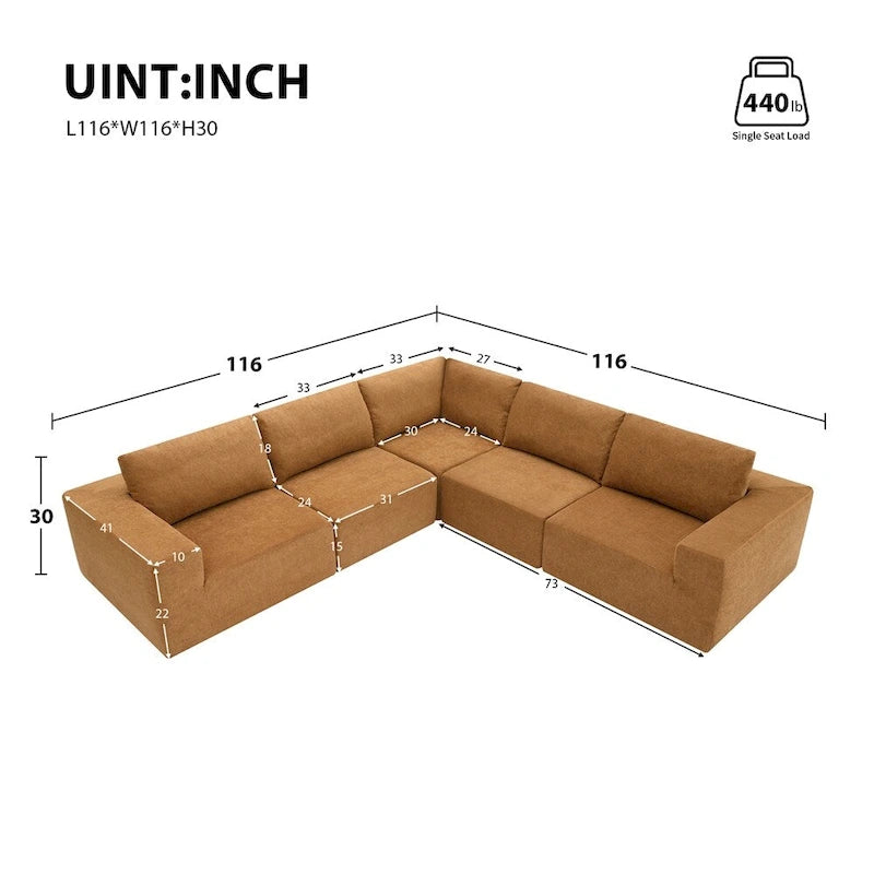 Modular L Shaped Sectional Sofa,Floor Couch Set,Upholstered Furniture