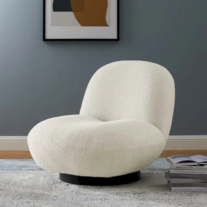 Fauteuil pivotant rembourré Kindred Boucle avec base noire mate
