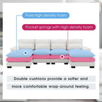 Canapé d'angle moderne en forme de U 110 x 55 cm avec coussins lombaires, canapé symétrique rembourré 6 places