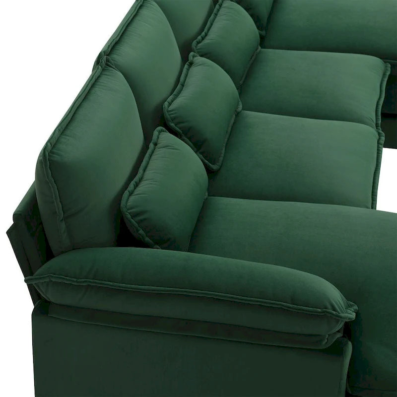 Canapé d'angle moderne en forme de U 110 x 55 cm avec coussins lombaires, canapé symétrique rembourré 6 places