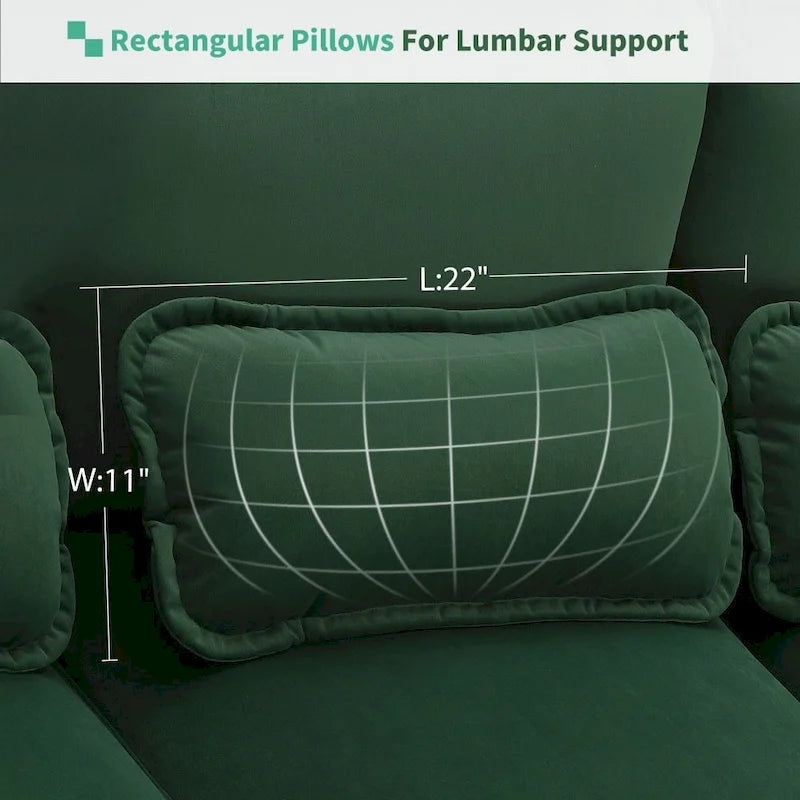 Canapé d'angle moderne en forme de U 110 x 55 cm avec coussins lombaires, canapé symétrique rembourré 6 places