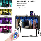 Support pour platine vinyle avec éclairage LED - 14,2 cm (P) x 32,5 cm (L) x 27,2 cm (H)