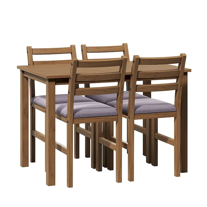 Ensemble de bar 5 pièces comprenant une table à manger élégante et 4 chaises rembourrées