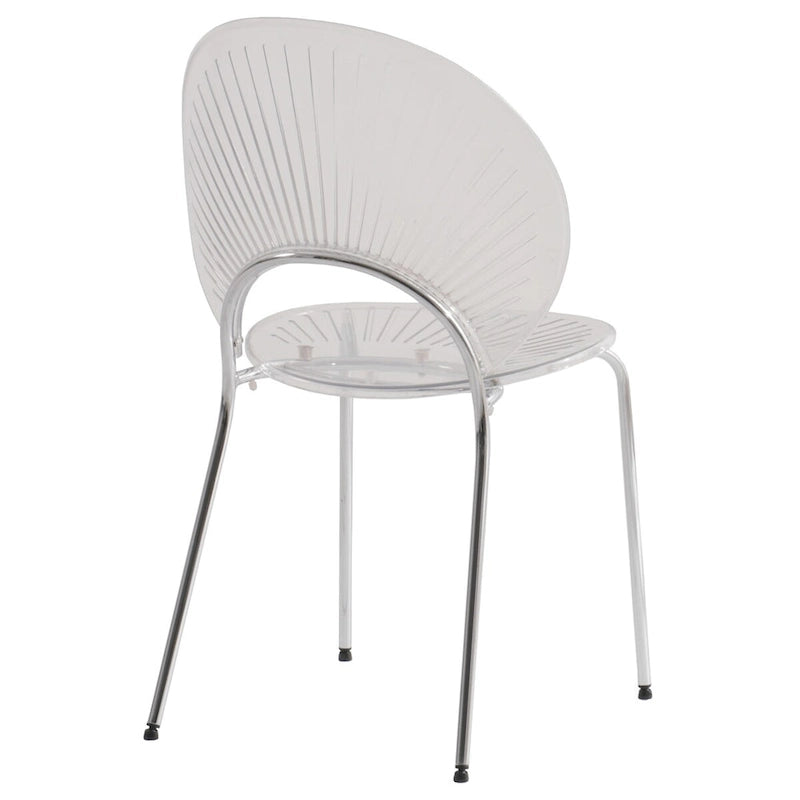 Chaise de salle à manger LeisureMod en plastique opulent avec piètement chromé