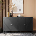 60-in Modern Matte Black 4 Door Wooden Sideboard Buffet Server Accent Storage Cabinet