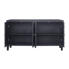 Buffet/meuble de rangement d'appoint moderne en bois noir mat à 4 portes de 152 cm (60 po)