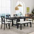 6-Piece Extendable Dining Table Set with 4 Chairs and Bench