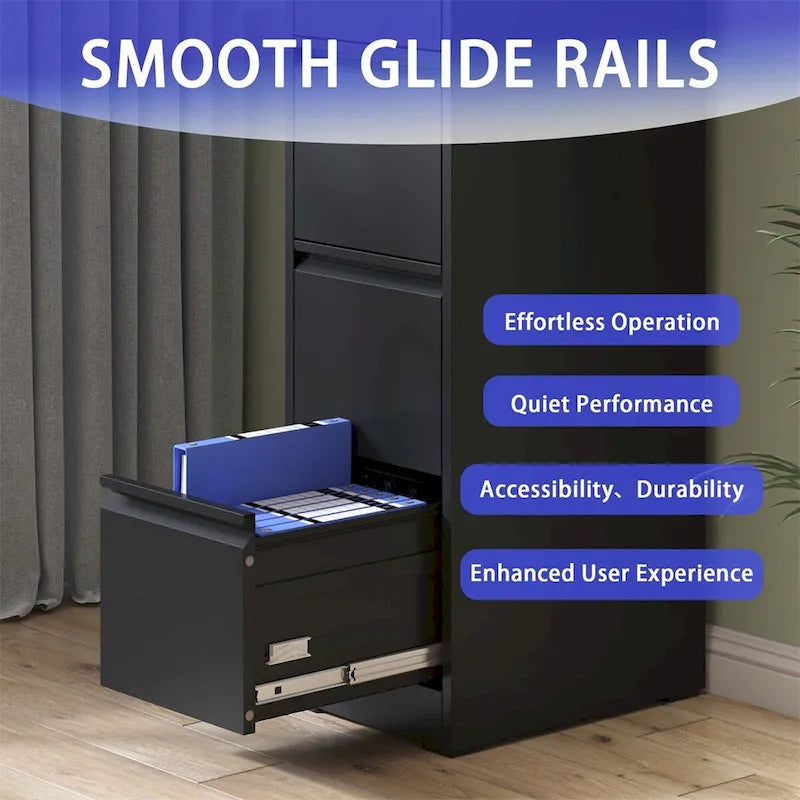 Classeur vertical métallique à 4 tiroirs avec serrure pour bureau ou domicile
