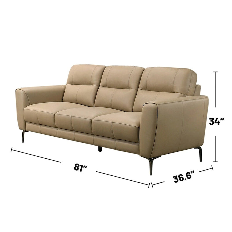 Ensemble de canapés 2 pièces en similicuir avec pieds triangulaires chromés