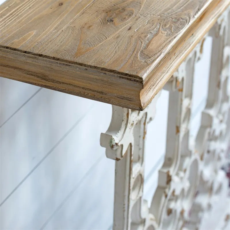 Console vintage en bois avec plateau marron