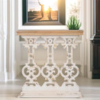 Console vintage en bois avec plateau marron