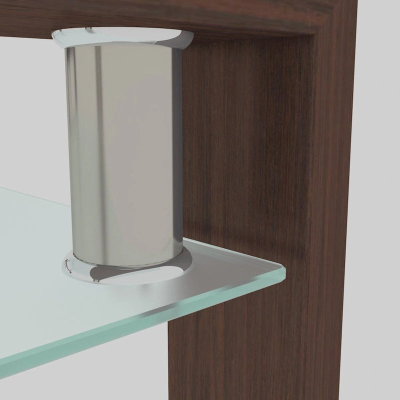 Table basse rectangulaire en verre et noyer, table basse transparente, table d'appoint moderne pour salon, mobilier de salon