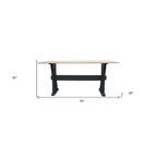 Table console à tréteaux HomeRoots 70 en marbre véritable ivoire et noir - 70