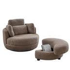 Fauteuil pivotant surdimensionné 39W, pouf de rangement lune, canapé deux places pivotant rond, fauteuil relax, 4 coussins