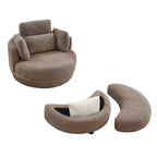 Fauteuil pivotant surdimensionné 39W, pouf de rangement lune, canapé deux places pivotant rond, fauteuil relax, 4 coussins