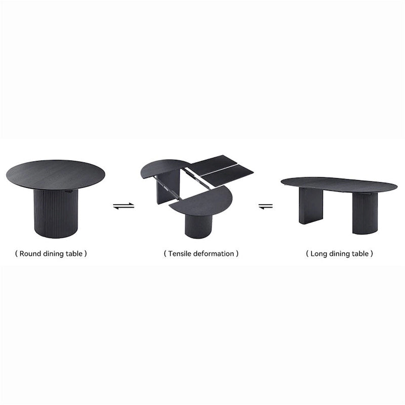 Table de salle à manger ovale extensible à plateau solide - Non applicable