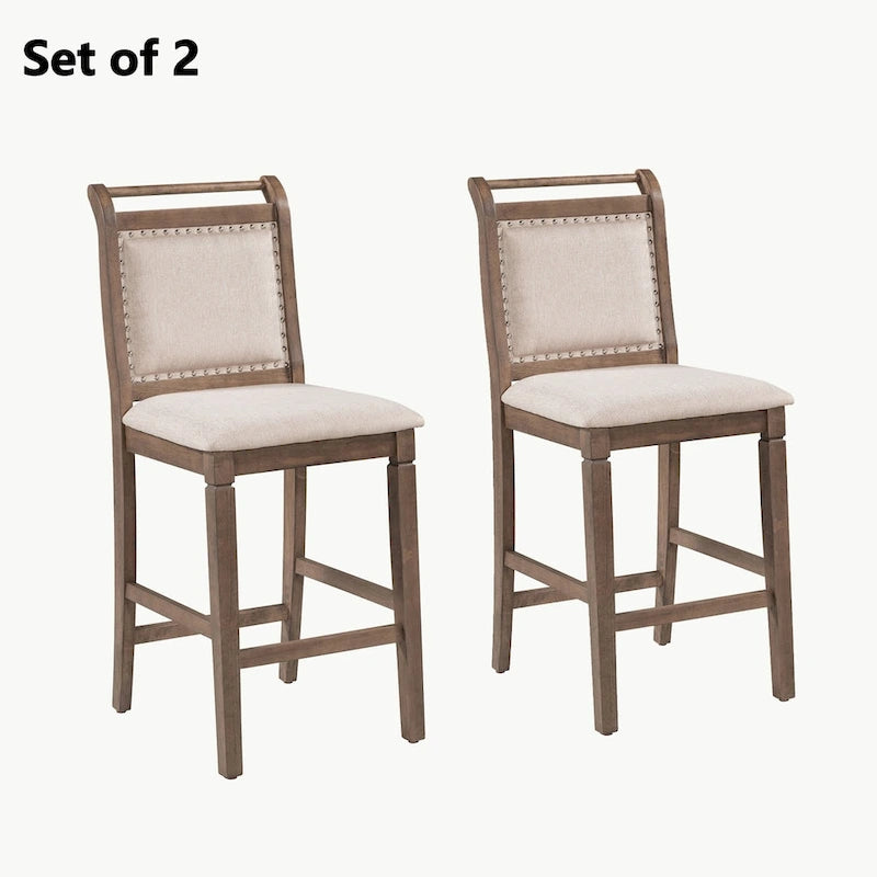 Ensemble de table à manger 3 pièces en bois, hauteur comptoir, à abattants