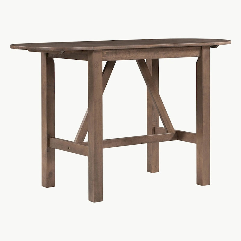 Ensemble de table à manger 3 pièces en bois, hauteur comptoir, à abattants