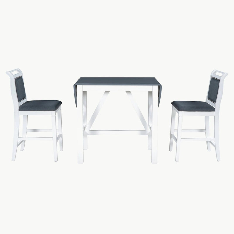 Ensemble de table à manger 3 pièces en bois, hauteur comptoir, à abattants