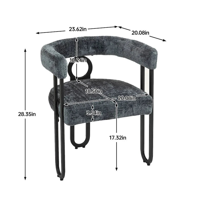 Chaises de salle à manger d'appoint contemporaines, revêtues de chenille et de cuir (lot de 2).