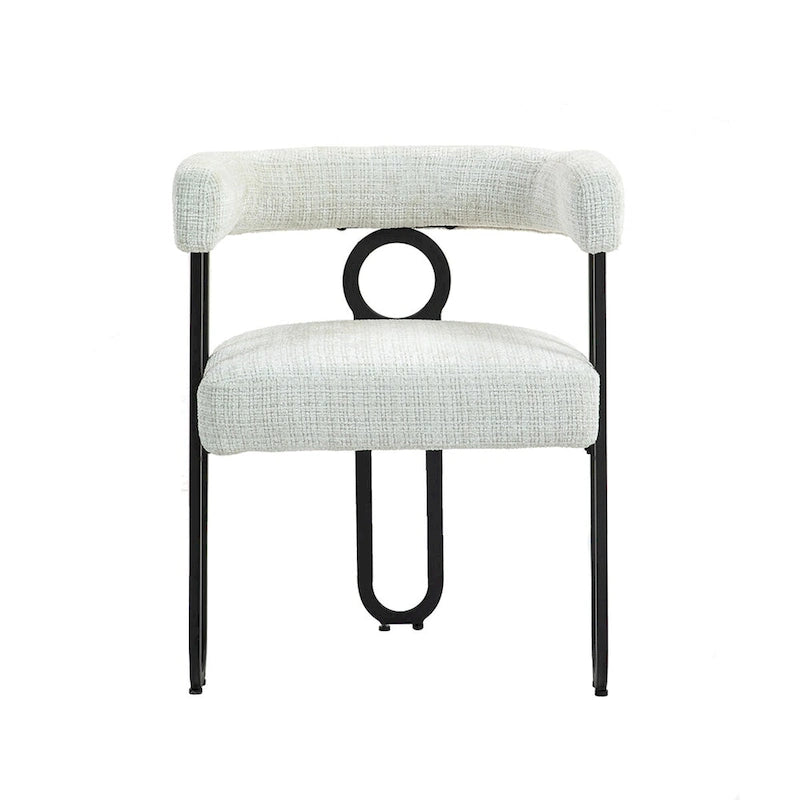 Chaises de salle à manger d'appoint contemporaines, revêtues de chenille et de cuir (lot de 2).