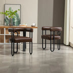 Chaises de salle à manger d'appoint contemporaines, revêtues de chenille et de cuir (lot de 2).