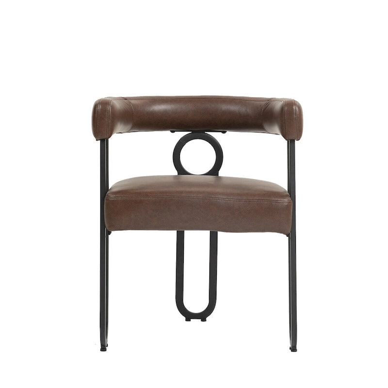 Chaises de salle à manger d'appoint contemporaines, revêtues de chenille et de cuir (lot de 2).