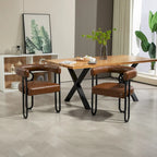 Chaises de salle à manger d'appoint contemporaines, revêtues de chenille et de cuir (lot de 2).