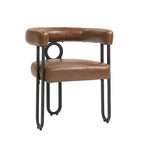 Chaises de salle à manger d'appoint contemporaines, revêtues de chenille et de cuir (lot de 2).